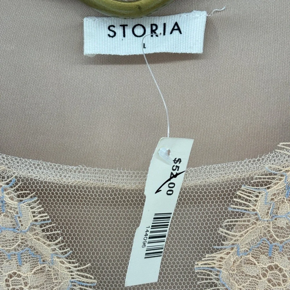 Storia Blue Lace Mini Dress L Romantic Cottagecore Fairy Coquette Feminine - Picture 10 of 11